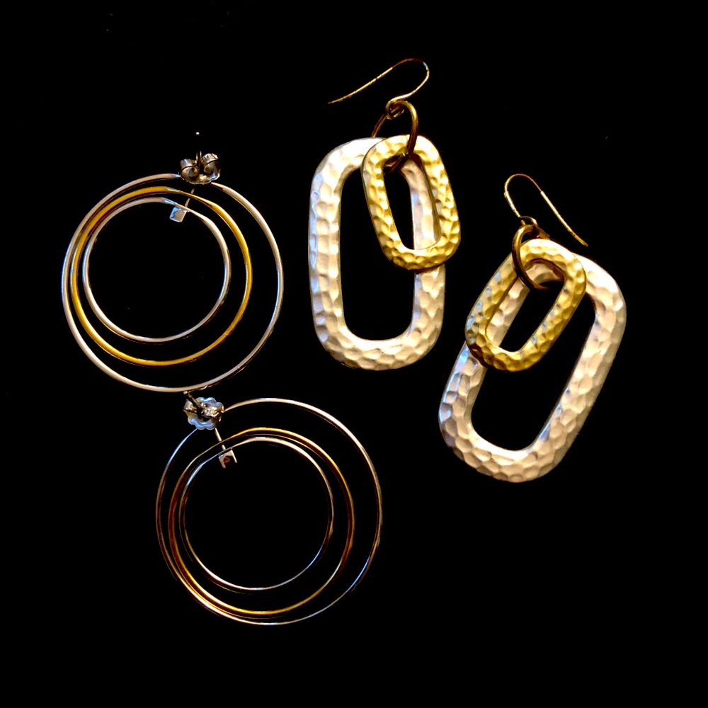 2 pair gold/silver toned earrings
